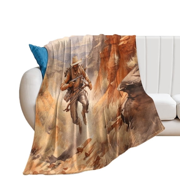 Vintage Western Cowboy Flannel Throw Blanket for Gifts for Women Men Girls Boys All Seasons
