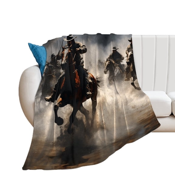 Vintage Western Cowboy Flannel Throw Blanket for Gifts for Women Men Girls Boys All Seasons