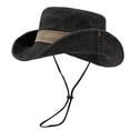 thumbnail image 1 of Vintage Western Cowboy Hat Wide Brim Sun Protection Hat with Adjustable Chin Strap for Outdoor Adventures, 1 of 3