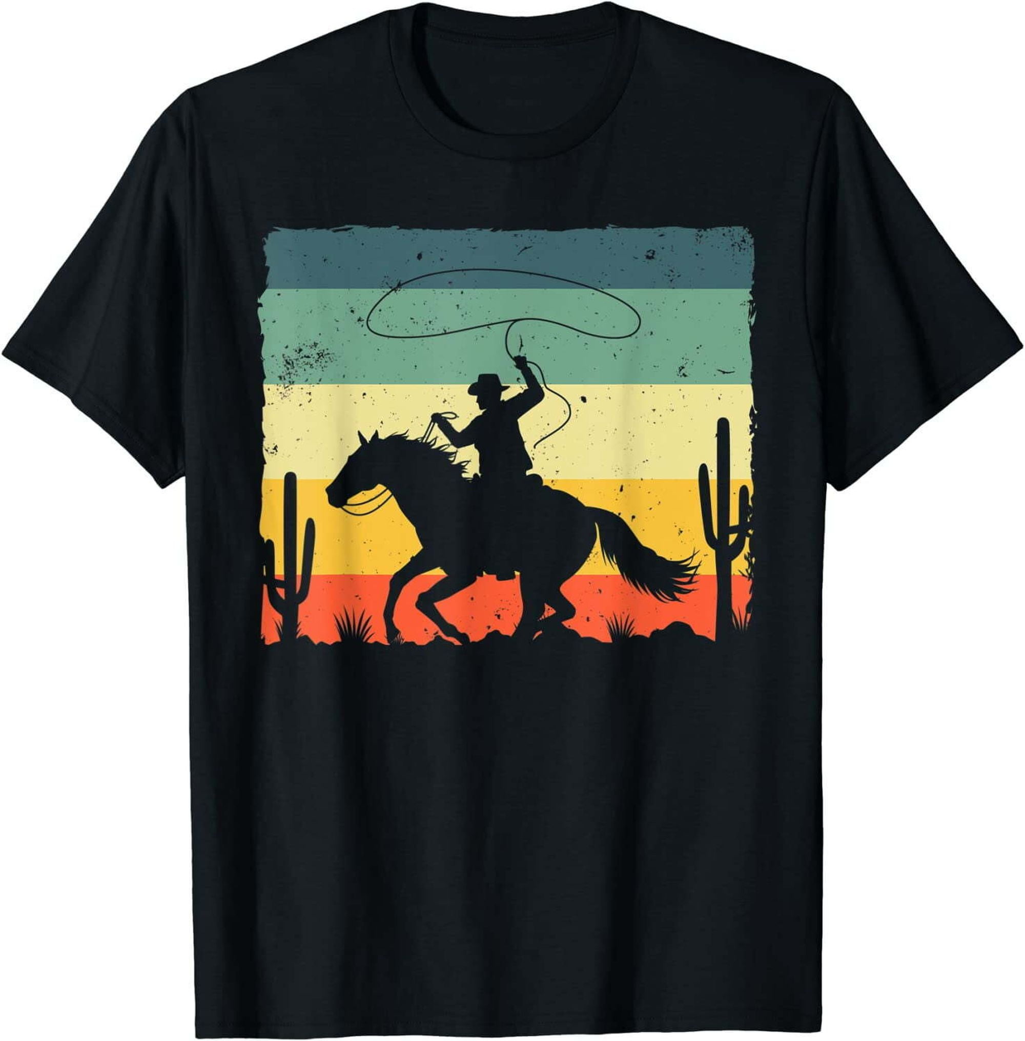 Vintage Western Cowboy Tee: Classic Horse Rider Design for Men and Boys ...