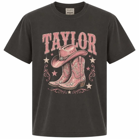 Vintage Western Cowgirl Boots Personalized Taylor T-Shirt for Women Teen Girls Retro Country Graphic Tee