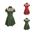 thumbnail image 1 of Vintage Western Cowgirl Dress for Women Short Sleeve Button Down Collared Belted A Line Printed Knee Length Dress, 1 of 4