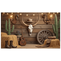Vintage Western Decor Cowboy Skull Barn Backdrop for Birthday Party Photography Children Event Celebration