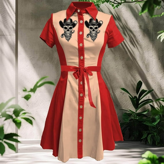 Vintage Western Flower Printed Shirt Dress Women Summer Button Down Casual Retro Style Midi Dresses Petite Maxi Dress for Short Women Dresses Summer Midi Women Dress Preppy Dresses Short Dresses for