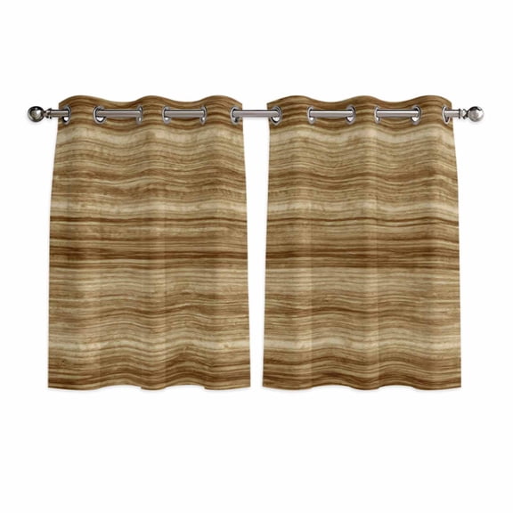 Vintage Western Kitchen Curtains Window Panels, Rustic Farmhouse Wooden Grain Barn Door Insulated Window Treatment Curtain, Grommet Curtains for Bedroom/Living Room/Bathroom, 2 Piece 42"Wx45"L