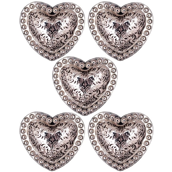 Vintage Western Style Hear-Shaped Buckle, 5pcs Screw Back Buckle, Screw Back Buttons Cloth Buckle Metal Buckles For Diy Clothes, Bags