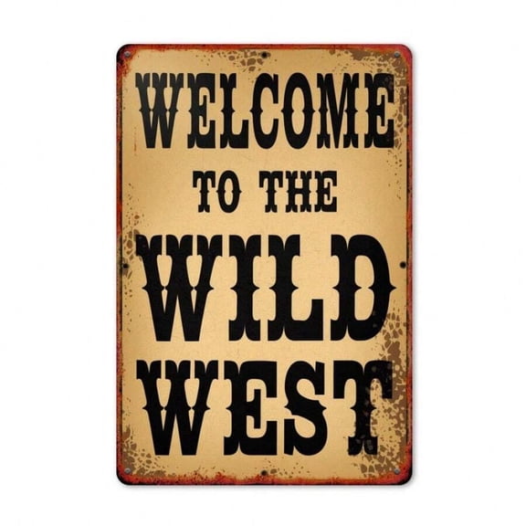 Vintage Western Theme Metal Sign, 20.32x30.48 Cm - Classic Cowboy Style Wall Decor For Bars And Country Rooms, Wild West, Iron Sign, Retro Style