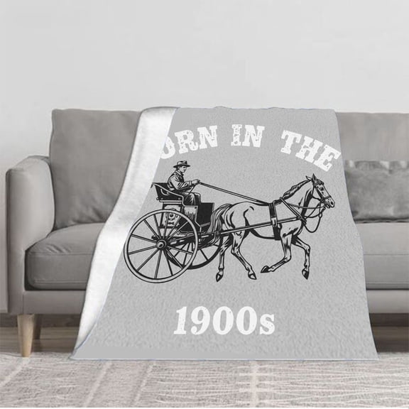 Vintage Western-Themed Durable Soft Flannel Blanket - Cozy Warm Perfect for Sofa Travel Bed and Chair - Ideal for 1900s Nostalgia