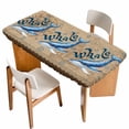 thumbnail image 1 of Vintage Whale Table Cloths for 6 Foot Rectangle Tables, Brown Nautical Anchor Bubbles Coastal Patio Waterproof Elastic Fitted Tablecloths, Washable Rectangular Table Cover for Camping, 1 of 8