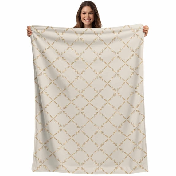 Vintage Wheat Color Blanket Soft Cozy Warm Throw Blanket for Couch, Plush Fuzzy Flannel Fleece Blankets for Sofa, Geometric Abstract Diamonds Plaid Bed Blankets Lightweight Gifts for Women, 32"x48"