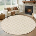 thumbnail image 1 of Vintage Wheat Color Round Rug 8ft Washable Circle Rugs Non Slip Geometric Abstract Diamonds Plaid Large Area Rug Indoor Floor Carpet for Bedroom Kitchen Living Room Home Office Dining Room Nursery, 1 of 8