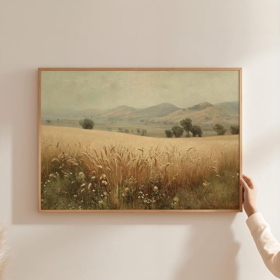 Vintage Wheat Field Neutral Golden Landscape Poster Unframed Paper Print