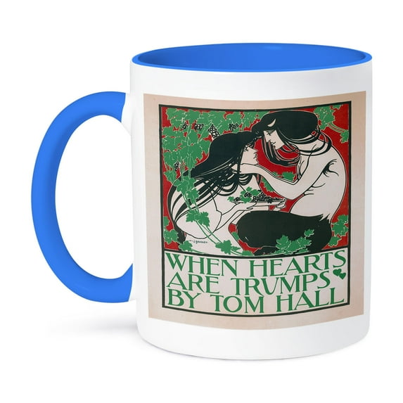 3dRose, Vintage When Hearts Are Trumps by Tom Hall, 15oz Two-Tone Blue Mug