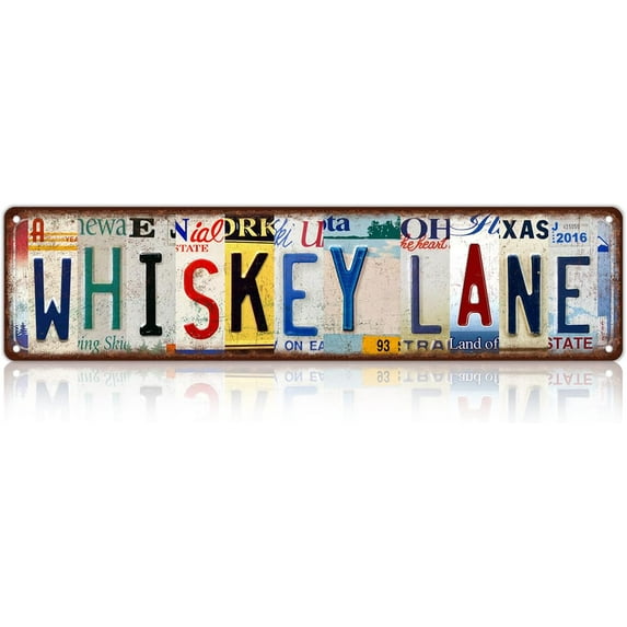 Vintage Whiskey Lane Metal Tin Signs Street Signs Bar Wall Decor 16 x 4 Inches