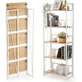 thumbnail image 1 of 62.2 inch Vintage White 5 - Tier Folding Bookcase -Wooden Bookcase Multifunctional Storage Rack for Home Office Storage Shelves, Plants & Flowers, No Assembly, 1 of 8