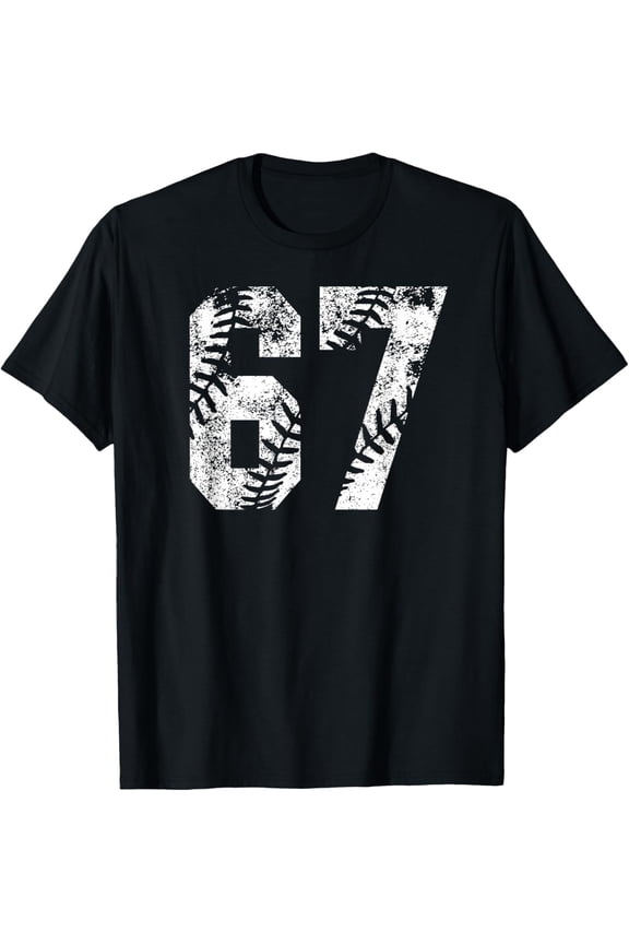 Vintage White Baseball Number 67 Jersey Player Uniform T-Shirt