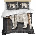 thumbnail image 1 of Vintage White Brown Bear Bedding 3 Piece Duvet Cover Set Twin Size, Retro Country Rustic Wood Grain Soft Microfiber Comforter Cover with Zipper Closure & Pillowcases, FadeResistant Quilt Cover, 1 of 9