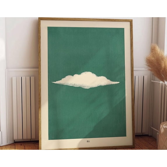 Vintage White Cloud Abstract Japanese Wall Art Print, Unframed Paper Poster 8x10in