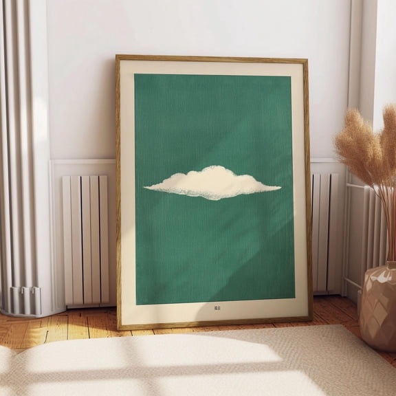 Vintage White Cloud Poster Abstract, Japanese Minimalist, Wall Art, Print Edo, Period Woodblock, Illustration Wall, Art Moody, Bedroom Decor, Unfreamed 8x12