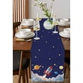 thumbnail image 1 of Vintage White Floral Leaves Table Runner 13x36in Non-Slip Cotton Linen Table Runners, Flowers on Soft Blue Background Dresser Scarves TableRunner for Dinner Kitchen Dining Wedding Party, 1 of 9