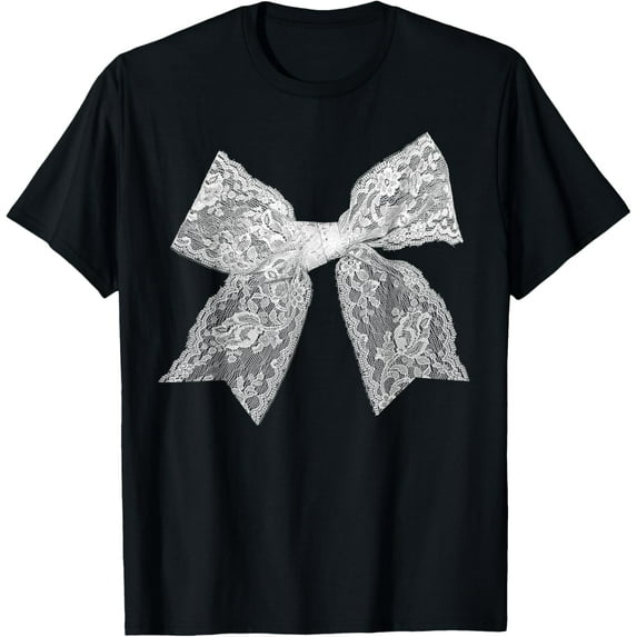 Vintage White Lace Bow, Coquette White Bow T-Shirt