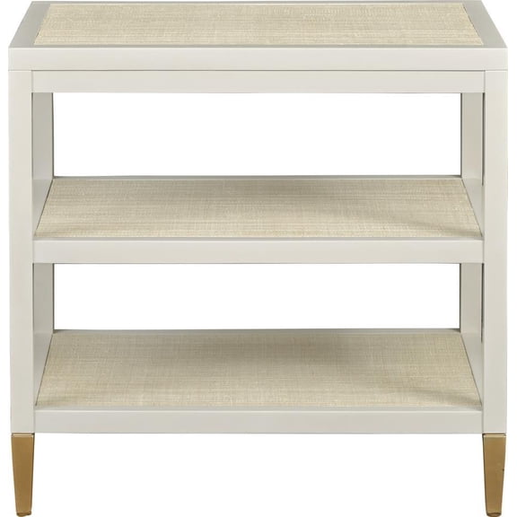 Vintage White Lacquer Tiered Side Table with Gold