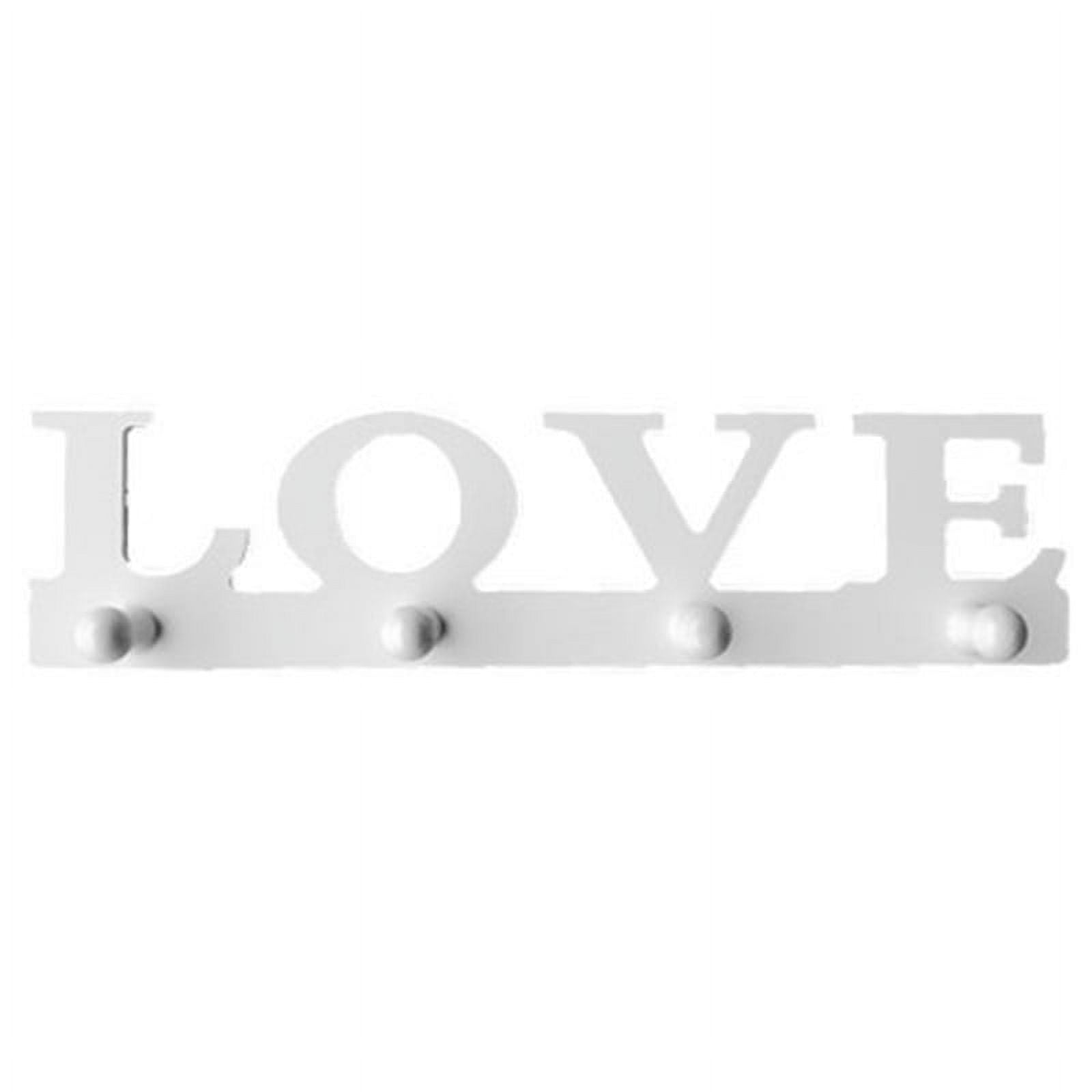 Vintage White Love Coat Hat Key Holder 4 Hooks Clothes Bag Robe Mount