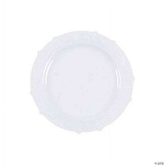Vintage White Plastic Dessert Plate - Party Supplies - 25 Pieces
