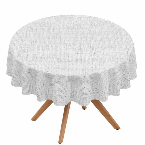 Vintage White Round Tablecloth 54 Inch Linen Texture Farmhouse Waterproof Spillproof Circle Table Cloth Washable Round Table Cover for Party, Picnic, Indoor and Outdoor Dining