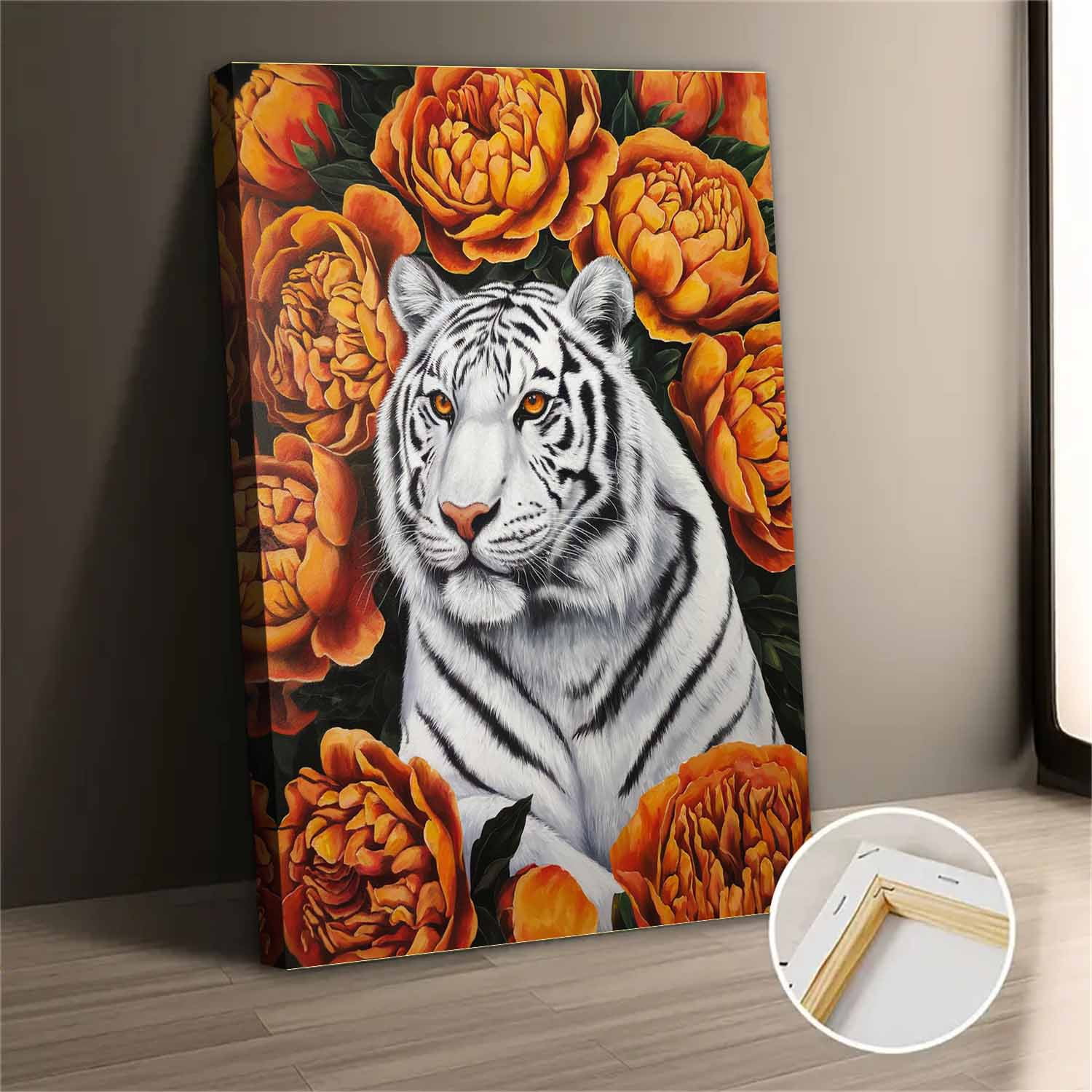 WHITETIGER　VINTAGE Vintage Framed White Tiger Print on Canvas Wall Hanging Picture 19x15\" |  eBay