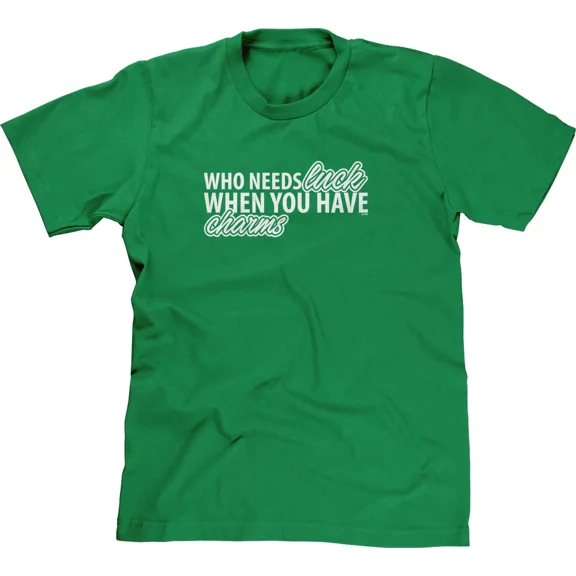Vintage Who Needs Luck When You Have Charms St Patricks Day Pun Saying Mens Tee - Perfect Gifts For Everyone