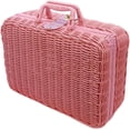 thumbnail image 1 of Vintage Wicker Picnic Basket with Handle, Decorative Handwoven Storage Basket with Handle, Aesthetic Easter Gift Box & Picnic Hamper, Retro Photography Prop for Professional Home Decor(Pink), 1 of 8
