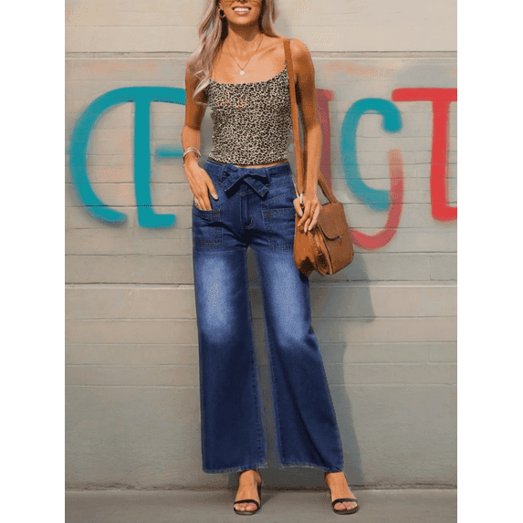 Vintage Wide Leg Jeans Women Fashionable casual all-match jeans Y2K Millennium Trendy Street Style Loose and comfortable washed blue jeans