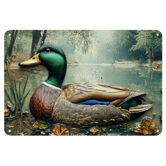 Vintage Wild Duck Iron Wall Art Sign (8"x12") - Perfect for Garage, Cafe, Bar, or Living Room Decor, 2D, Perfect for Room Decor