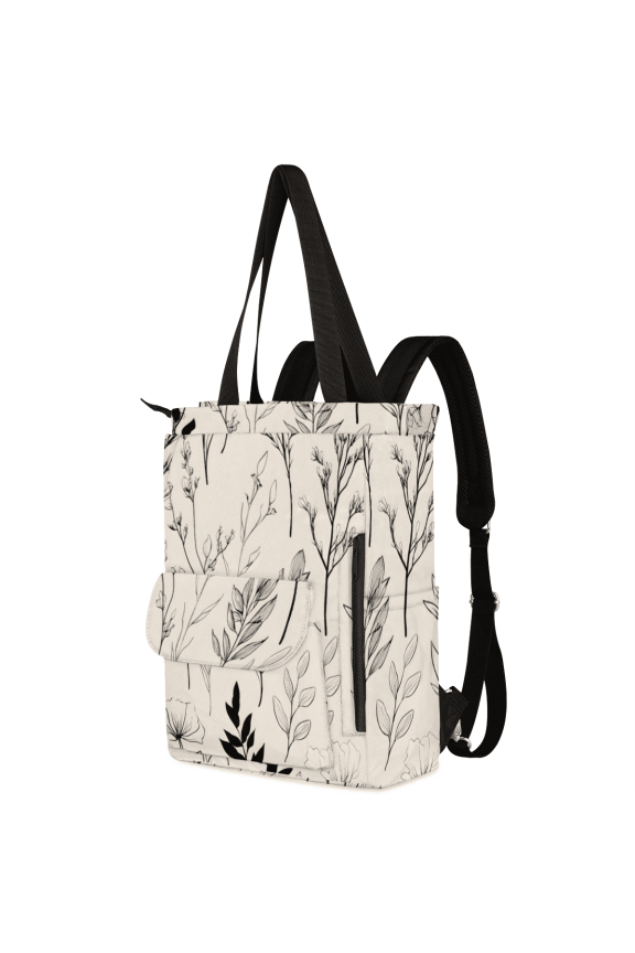 Vintage Wild Herb Floral Flower Convertible Daypack Laptop Backpack,Casual Daypack for Travel Outdoor Camping ,Multipurpose Daypack for Men Women