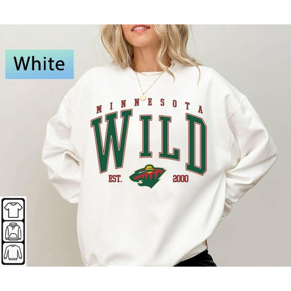 Vintage Wild Hockey Sweatshirt, Retro Minnesota Hockey Crewneck , Minnesota Hockey Ice Shirt,White Color,Size L
