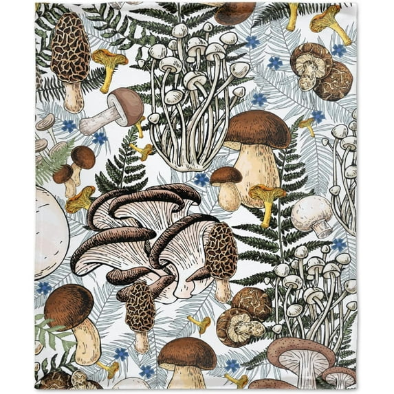 Vintage Wild Jungle Mushrooms Flannel Blanket, All Season Soft Cozy Plush Bed Throw fit Bedroom Living Room Sofa Couch Bedding Office Cinema Farmhouse Beach Yoga Travel 40"x30" for Pet