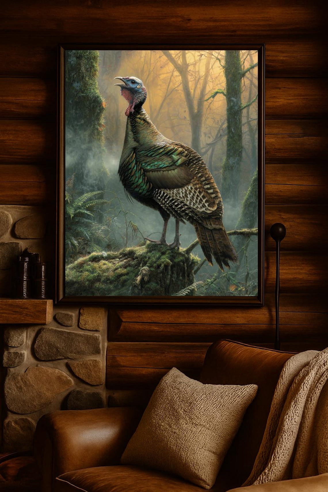 Vintage Wild Turkey Print Print, Rustic Cabin Wildlife Wall Art, Fall ...