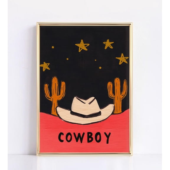 Vintage Wild West Cowboy Poster, Retro Western Art Poster, Rustic Wall Decor, Old West, Western Art, Cowboys, 12x18 UNFRAMED