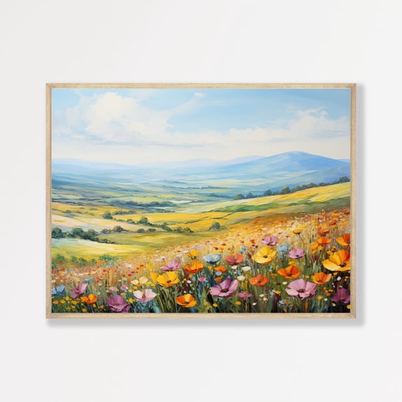 Vintage Wildflower Field Print Retro Countryside Floral Art - Walmart.com