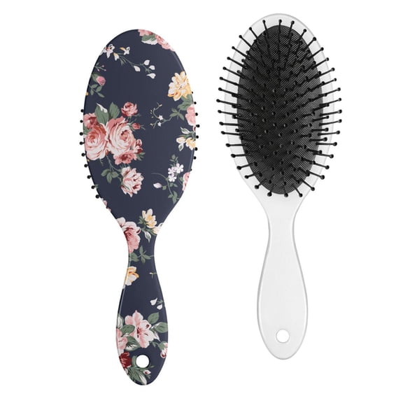 Vintage Wildflower Hair Brush, Botanical Garden Print Detangler with Bloom Blossom Nature Design, Comfortable Grip Paddle Brush