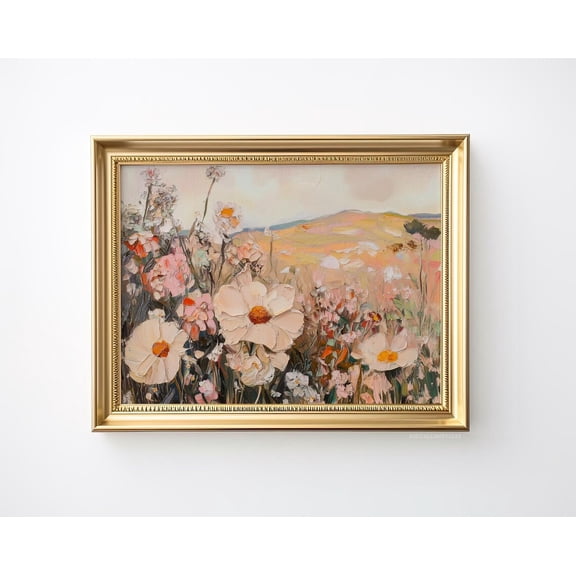 Vintage Wildflower Print Feminine Decor Landscape Prints Girly Bedroom, Unframed Paper Print Size 8x12