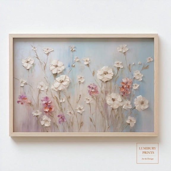 Vintage Wildflower Print, Pastel Blue Wall Art, Floral Print, Wall Art, Cottagecore Decor, Nature Wall Art, Home Decor #2115, Unframed Poster Size 12x18