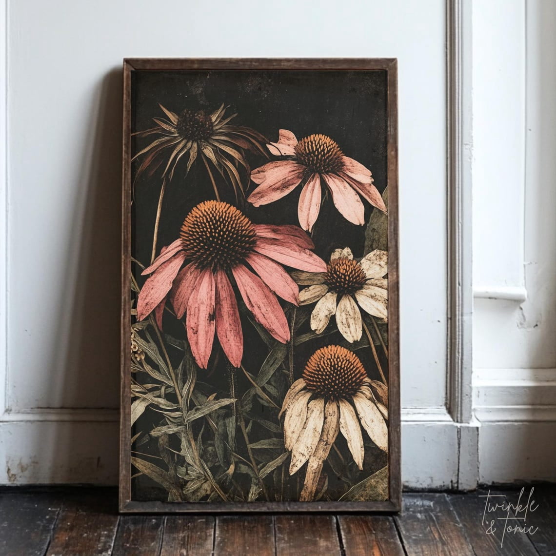 Vintage Wildflowers Art Print Dark Academia Floral Wall Dã©Cor Moody ...