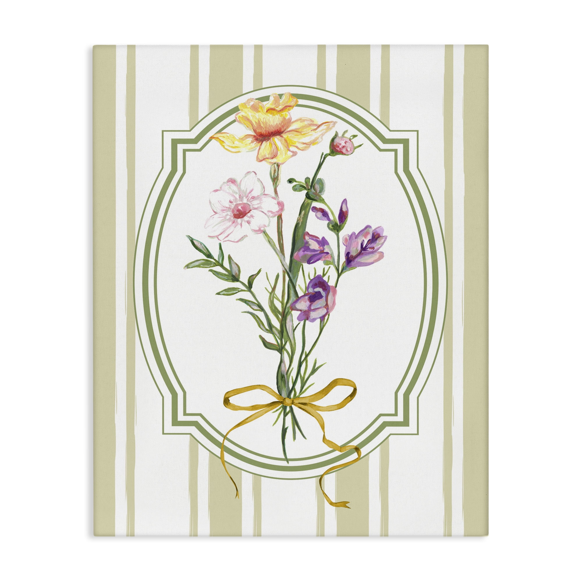 Vintage Wildflowers with Ribbon Canvas Wall Art, design by Adonna