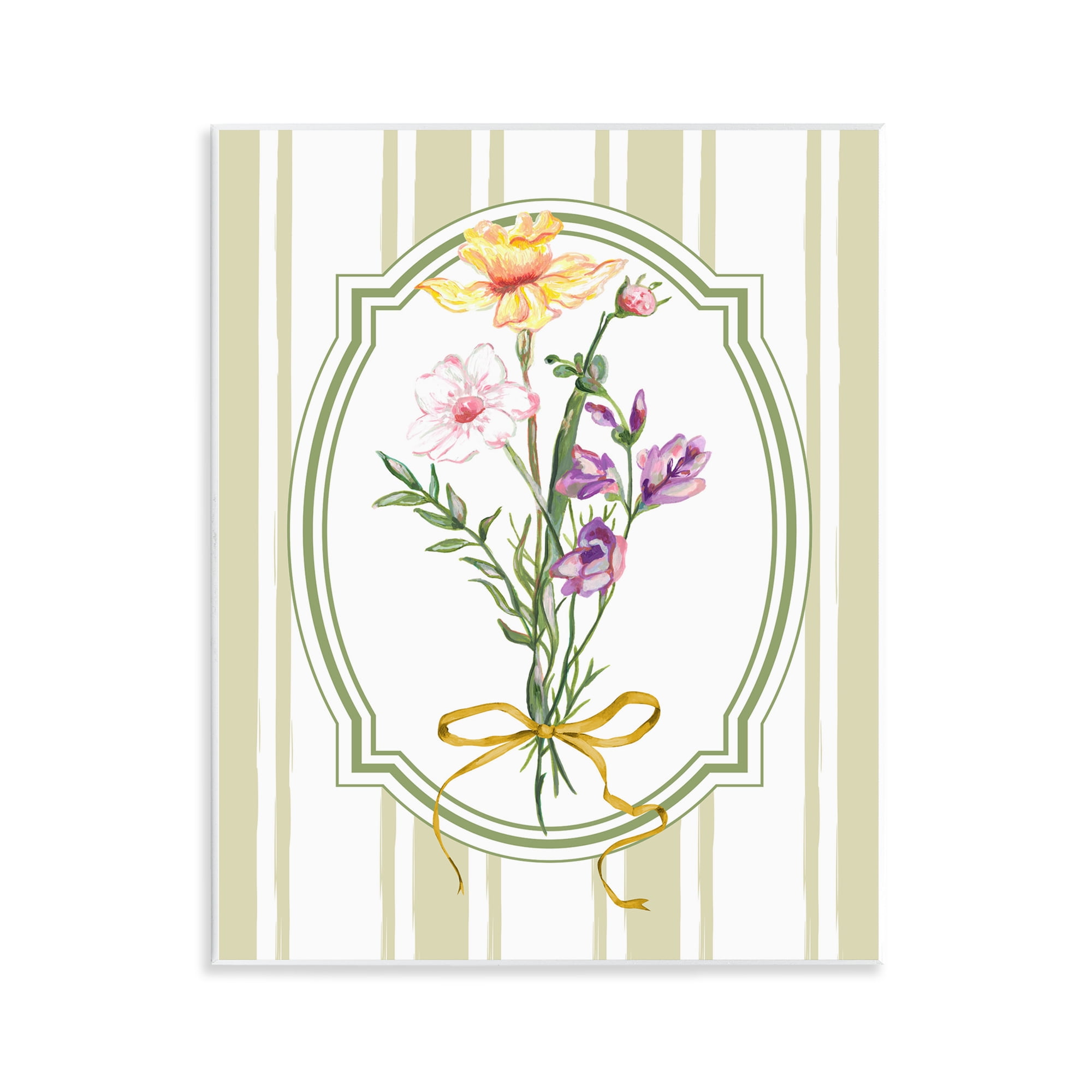 Vintage Wildflowers with Ribbon Wall Plaque Art, design by Adonna Ebrahimi