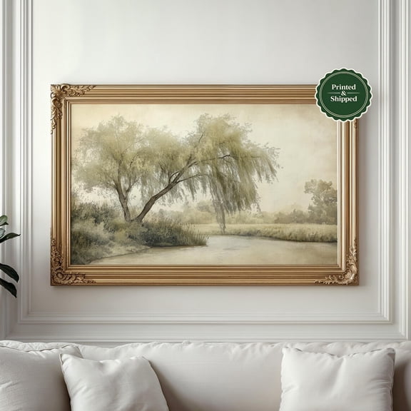 Vintage Willow Tree Country Landscape Rustic Farmhouse Poster Unframed Paper Print