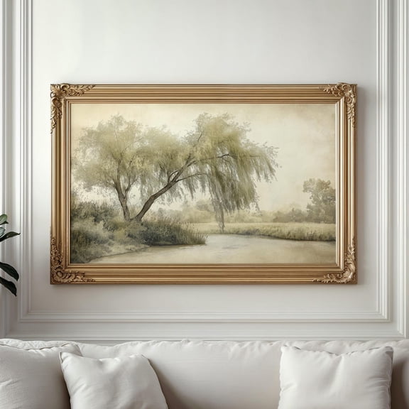 Vintage Willow Tree Country Landscape, Unframed Paper Poster 8x10in