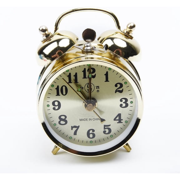 Vintage Wind-Up Alarm Clock, Manual Spring Twin Bell Loud