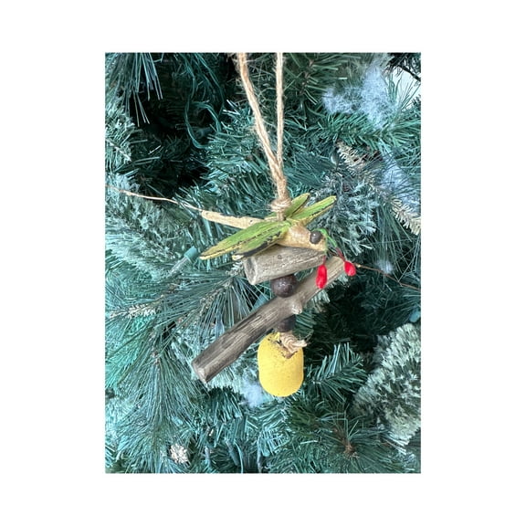 Vintage Windchime Dragonfly on wooden branch and bell